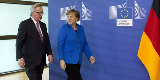 Jean-Claude Juncker et Angela Merkel à Bruxelles le 4 mars.


