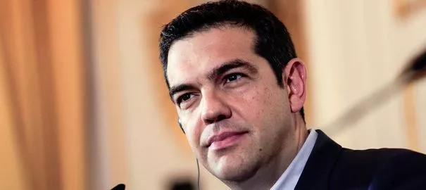 Le Premier ministre grec Alexis Tsipras lors d'une conférence de presse, le 9 février 2015 à Vienne


