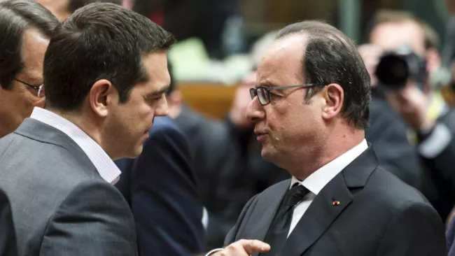 Alexis Tsipras et François Hollande, jeudi, à Bruxelles. Crédits photo : Geert Vanden Wijngaert/AP


