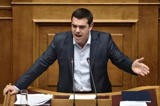 Le Premier ministre grec Alexis Tsipras, le 30 mars 2015 au Parlement grec (Photo Aris Messinis. AFP)


