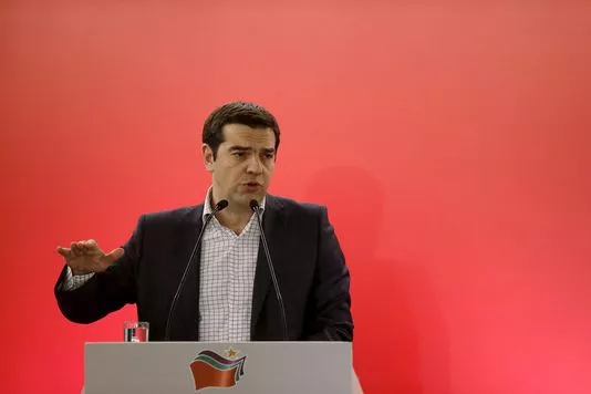 Le premier ministre grec Alexis Tsipras devant le comité central de Syriza, à Athènes, le 23 mai.


