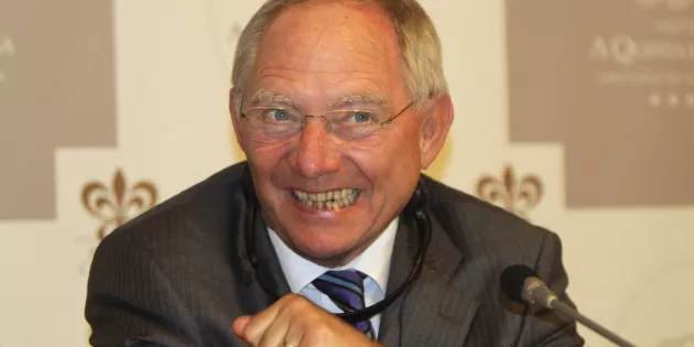 Des euros en chocolat pour les nerfs du ministre des finances grec (Schäuble).