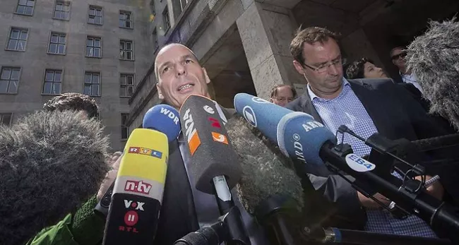 L'Europe et les Etats-Unis ont profité de la réunion du G7 pour appeler à une solution rapide du dossier grec ; il est temps que nous fassions notre travail [?] pour parvenir à un accord?», a dit Yánis VaroufákisT - Michael Sohn/AP/SIPA


