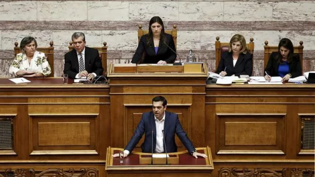 Alexis Tsipras s'est adressé aux députés grecs.


