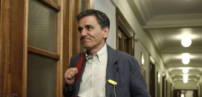 Euclide Tsakalotos le 12 mai 2015 avant une réunion au parlement grec. (Sipa)


