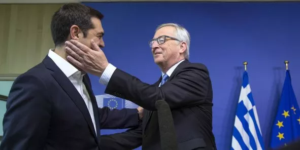 Pas d'accord à l'Eurogroupe ce lundi, malgré des concessions grecques. (Photo: Jean-Claude Juncker accueille Alexis Tsipras à Bruxelles le 22 juin 2015) (Crédits : Reuters)


