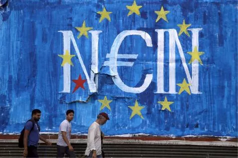 Un graffiti dans les rues d'Athènes appelant à voter «NON» pour le prochain référendum © Reuters


