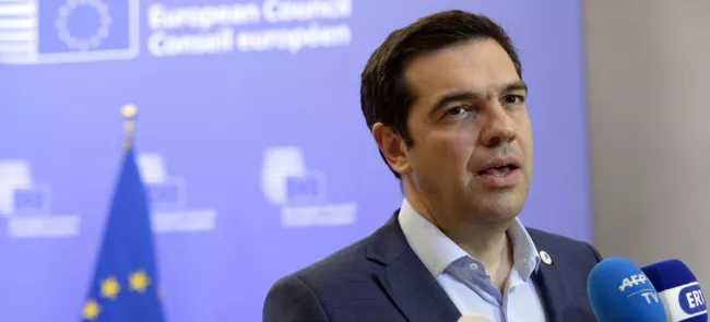 Alexis Tsipras, lundi, à Bruxelles. Crédits photo : THIERRY CHARLIER/AFP


