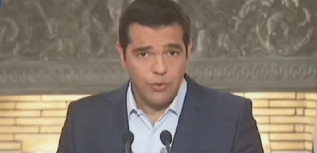 Alexis Tsipras a présenté la démission de son gouvernement ce jeudi en direct à la télévision Grecque. capture écran BFM-TV


