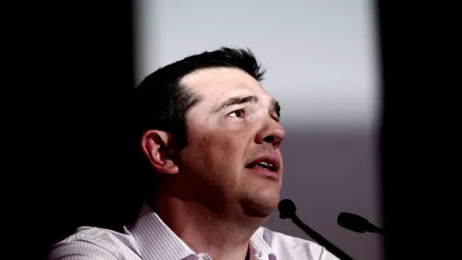 Alexis Tsipras, le leader de la gauche radicale grecque, lors du dernier comité central du parti Syriza. Crédits photo : ANGELOS TZORTZINIS/AFP


