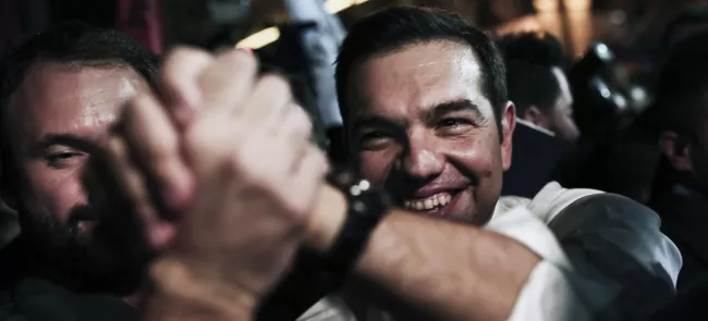Alexis Tsipras, dimanche soir à Athènes. Crédits photo : ANGELOS TZORTZINIS/AFP



