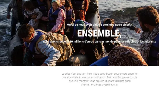 Le site d'appel aux dons de Google.


