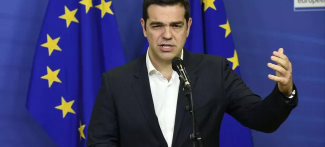 Alexis Tsipras, lors d'une conférence de presse, à Bruxelles le 25 octobre. Crédits photo : JOHN THYS/AFP


