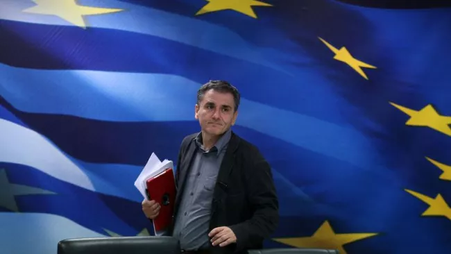 Euclid Tsakalotos, le ministre des Finances grec. Crédits photo : Petros Giannakouris/AP


