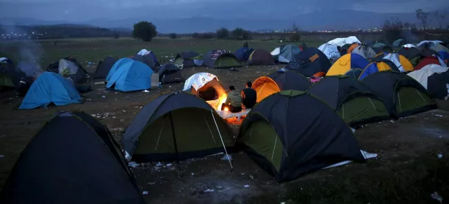 Un camp de migrants en Grèce, près de la frontière avec la Macédoine, cette semaine. Crédits photo : YANNIS BEHRAKIS/REUTERS


