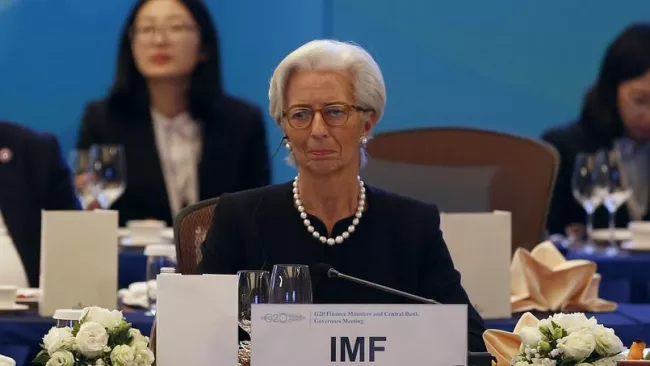 La directrice générale du FMI, Christine Lagarde, le 26 février à Shanghaï. Crédits photo : © Aly Song / Reuters/REUTERS


