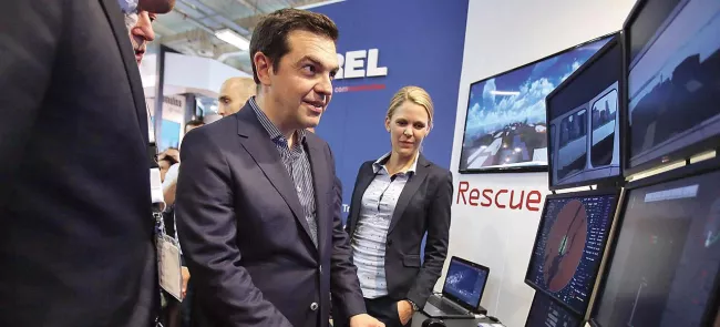 Alexis Tsipras, premier ministre grec, au salon Posidonia 2016, à Athènes le 6 juin. Crédits photo : Panayotis Tzamaros/ZUMA PRESS/MAXPPP/MAXPPP


