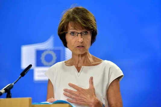 European Commissioner for Employment, Social Affairs, Skills and Labour Mobility Marianne Thyssen talks during a news conference at the EC in Brussels, Belgium, August 24, 2016. REUTERS/Eric Vidal



