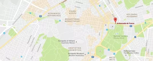 Localisation de l'ambassade de France à Athènes.


