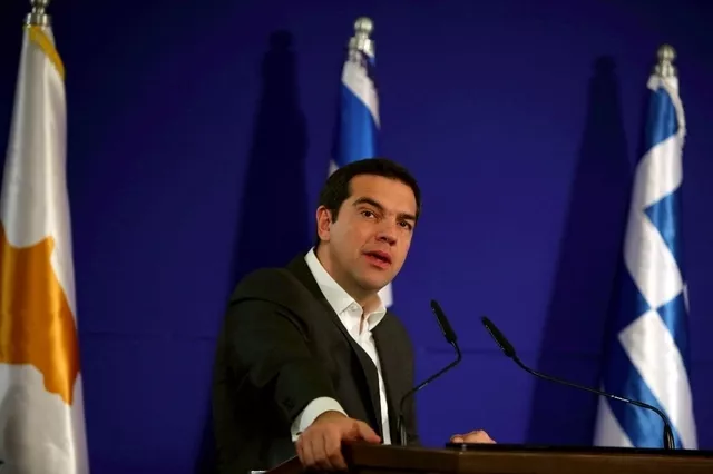 Alexis Tsipras lors d'un discours à Jérusalem. (Jeudi 8 décembre 2016) Image: AFP


