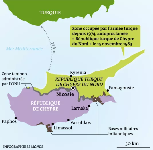 Carte politique de Chypre.


