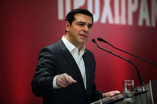 Le Premier ministre grec, Alexis Tsipras, lors d'un discours en ouverture du comité central de son parti de gauche, Syriza, à Athènes (Grèce), le 11 février 2017.


