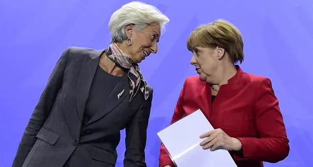 A l'issue de la rencontre sur le sujet de la dette grecque entre Christine Lagarde et Angela Merkel, mercredi à Berlin, la directrice générale du FMI s'est montrée optimiste après des semaines de blocage - AFP


