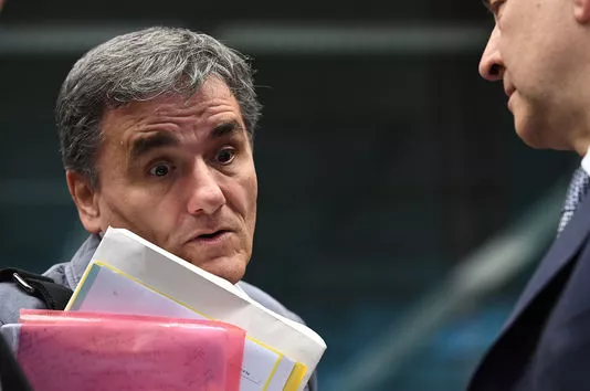 Euclide Tsakalotos, le ministre grec des finances, lors de l'Eurogrope du 22 mai à Bruxelles.


