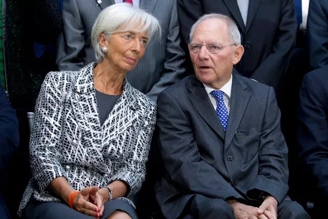 Christine Lagarde, directrice générale du FMI, et Wolfgang Schaüble, ministre allemand des Finances. Image: Keystone


