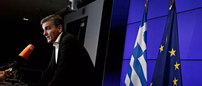 Le ministre grec des Finances Euclide Tsakalotos, lors de l'Europgroupe du 15 juin.© Alexandros Michailidis / SOOC / AFP


