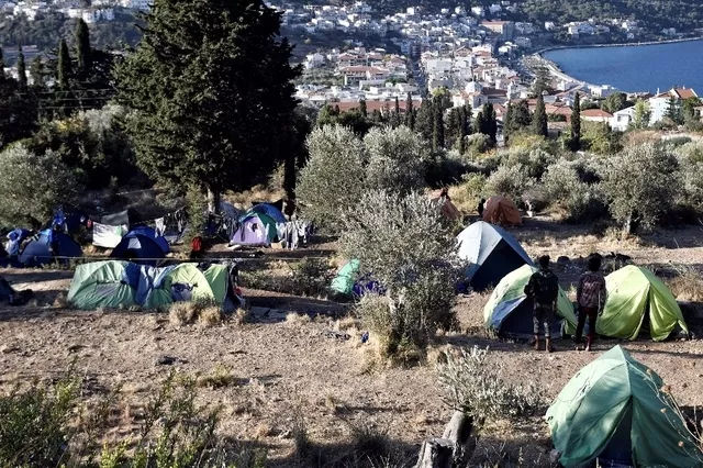 Un camp improvisé de réfugiés sur l'île de Samos. Image: AFP


