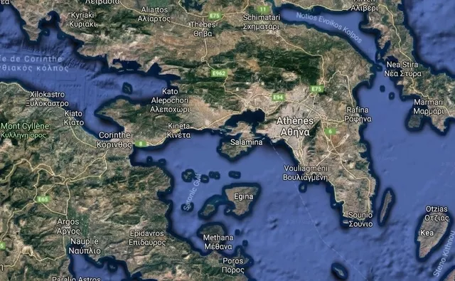L'épicentre a été localisé à 24 kilomètres au nord-est d'Athènes. Image: Google Maps


