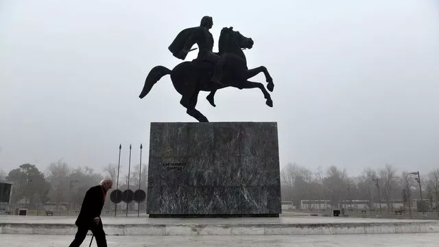 La statue d'Alexandre le Grand à Tessalonique en Grèce le 17 janvier 2018


