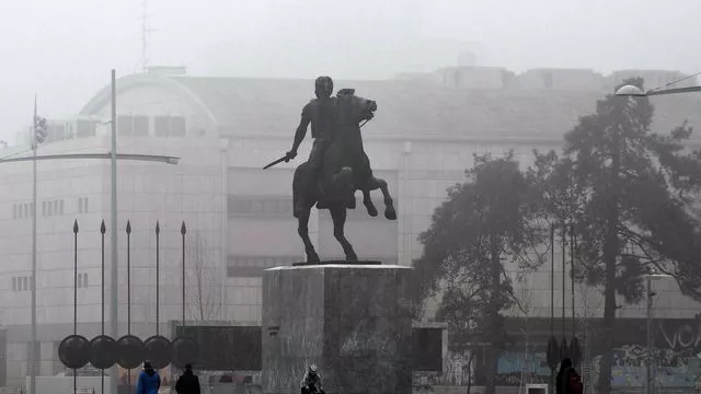La statue d'Alexandre Le Grande, le 17 janvier 2018 à Thessalonique, en Grèce


