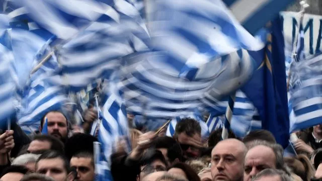 Manifestation à Tessalonique en Grèce contre l'utilisation du nom de Macédoine pour le pays voisin, le 21 janvier 2018


