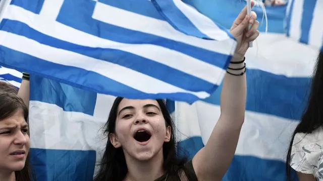 Des Grecques manifestent le 6 juin 2018 à Pella dans le nord du pays


