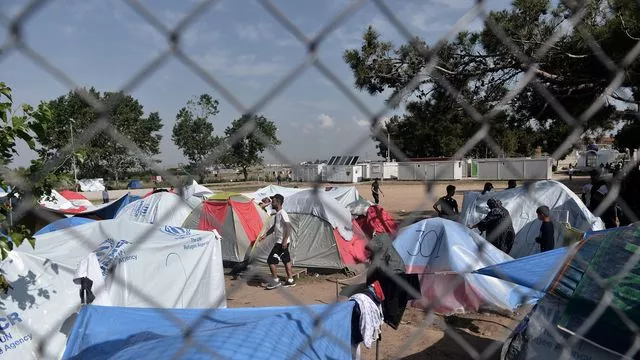 Camp de réfugiés à l'ouest de Thessalonique dans le nord de la Grèce, le 23 mai 2018


