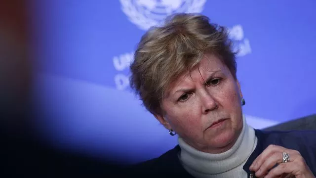 Jane Holl Lute lors d'une réunion sur les opérations de maintien de la paix des Nations unies, le 8 septembre 2016 à Londres


