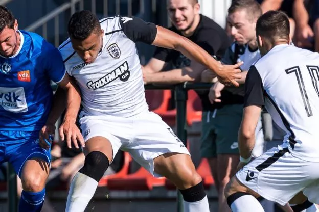 Leo Jaba, ici en blanc, a marqué pour le PAOK. (VI Images)


