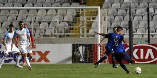 L'Apollon Limassol a égalisé le score lors de la deuxième mi-temps de la rencontre. @ MATTHIEU CLAVEL / AFP


