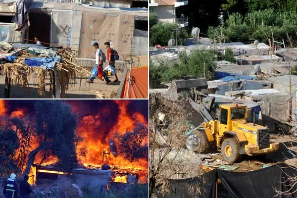 Le démentelement du campement des migrants cladestins de Patras