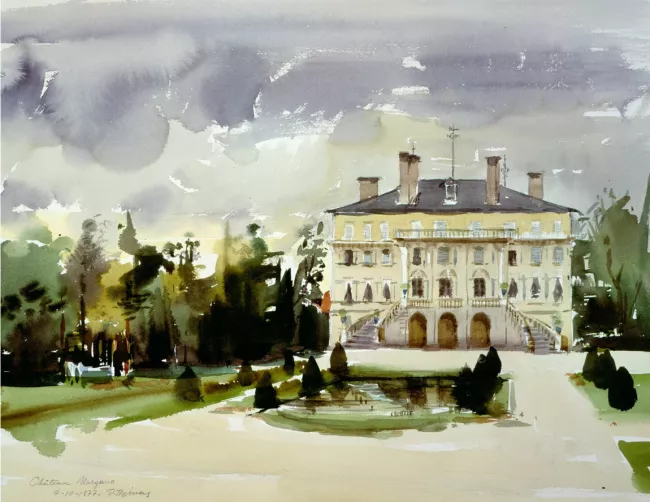 Paris Prekas. Chateau Margaux 1977, aquarelle.