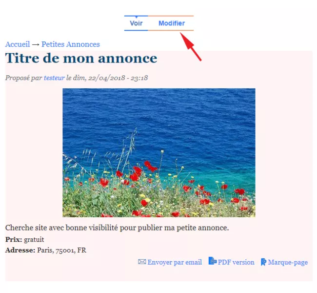 Cliquez sur "modifier", puis continuez comme précédement (1.2 et 1.3)