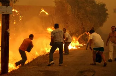 Les habitants participent aux côtés des pompiers à la lutte contre les feux mais la violence les vents qui soufflent jusqu'à 9 beauforts rend leur tâche difficile et même dangereuse.